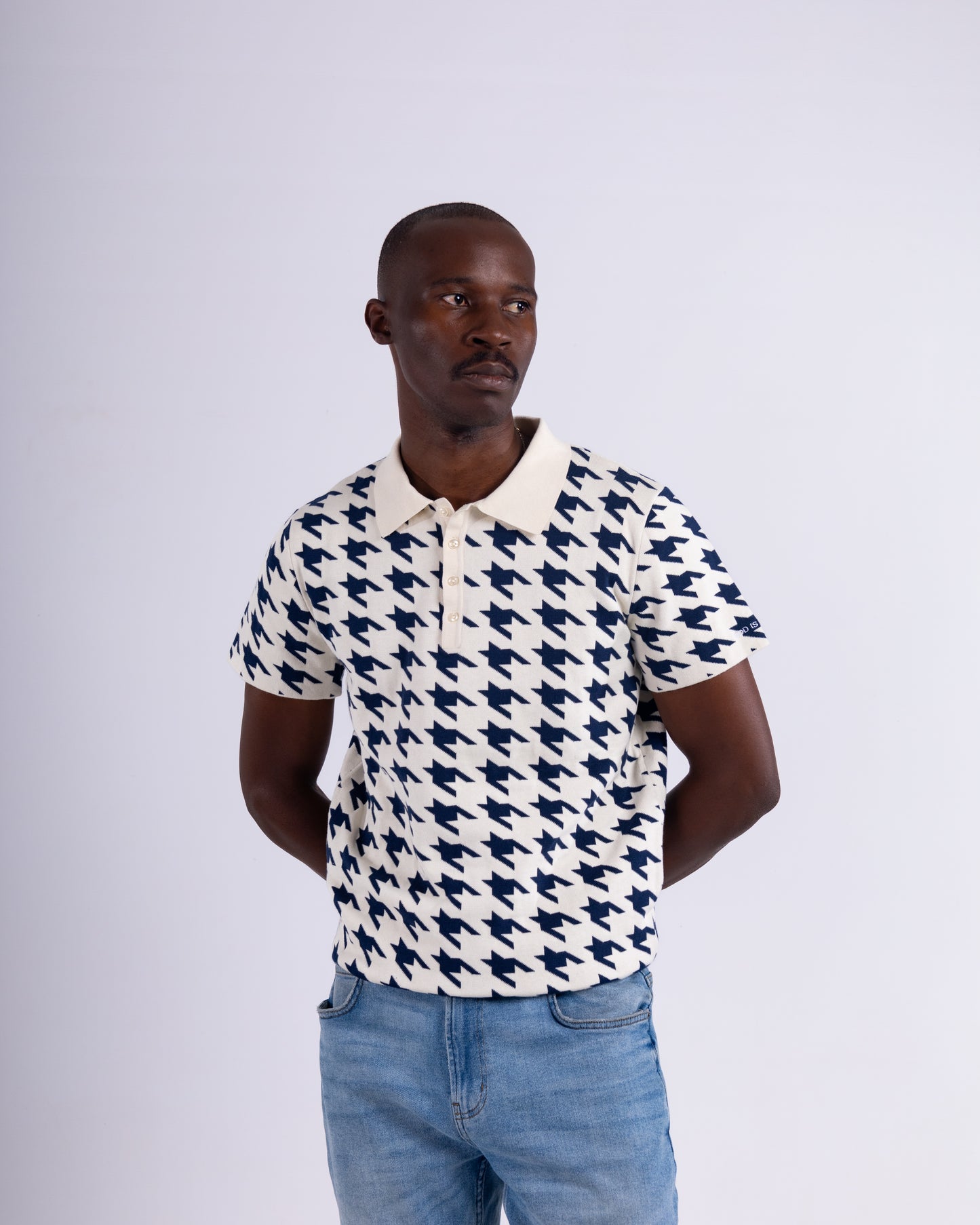 Pre-Order - Houndstooth Knitted Polo