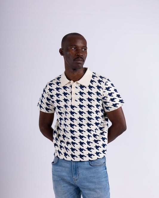 Pre-Order - Houndstooth Knitted Polo