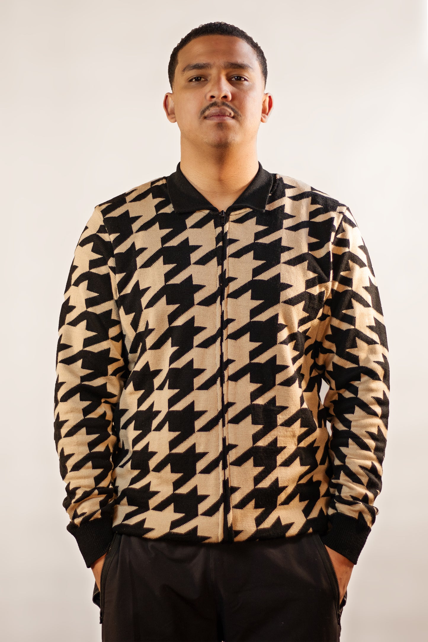 Long Sleeve Houndstooth Golf Shirt