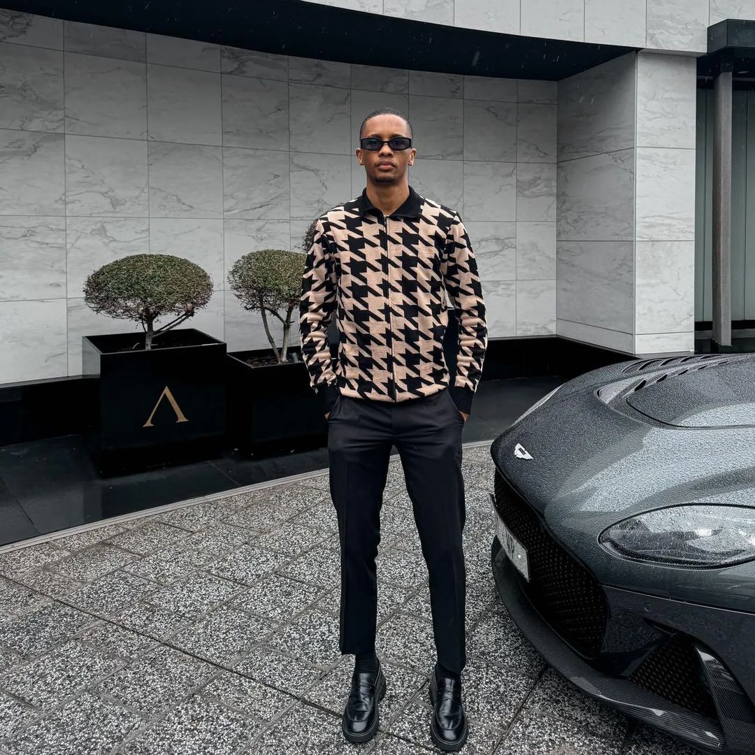 Long Sleeve Houndstooth Golf Shirt